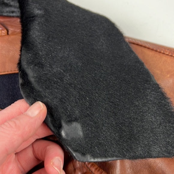 Men's Vintage Boss Brown Leather Full Zip Jacket with Detachable Collar - Picture 12 of 14